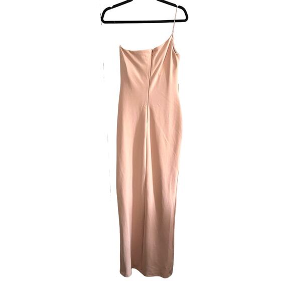 NOOKIE Lust One-Shoulder Gown Dress Floor-Length Nude Crepe - Sz Large - Picture 3 of 8